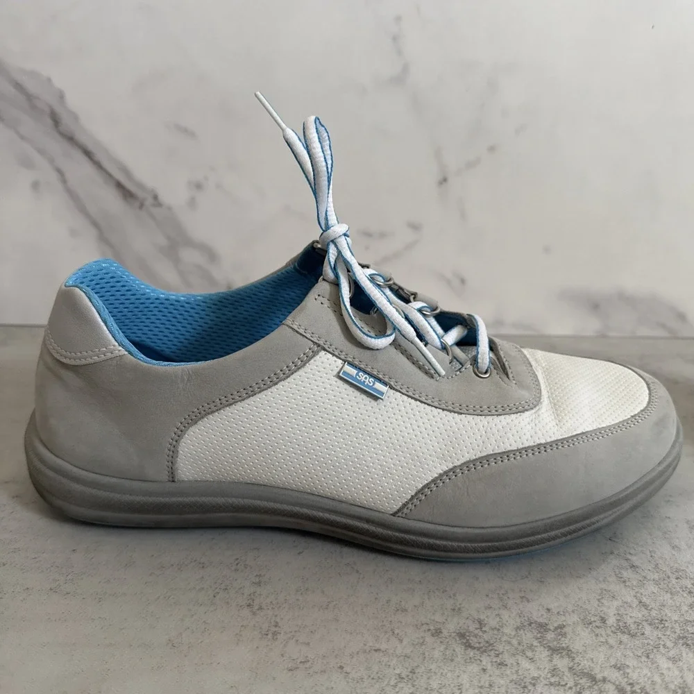 SAS Walking Shoes Women 9.5 WW Extra Wide White Gray Comfort Sneakers